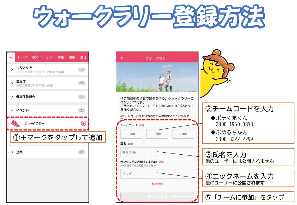 ウォークラリー登録方法